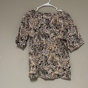 Appleseed's Black and Brown Paisley Blouse